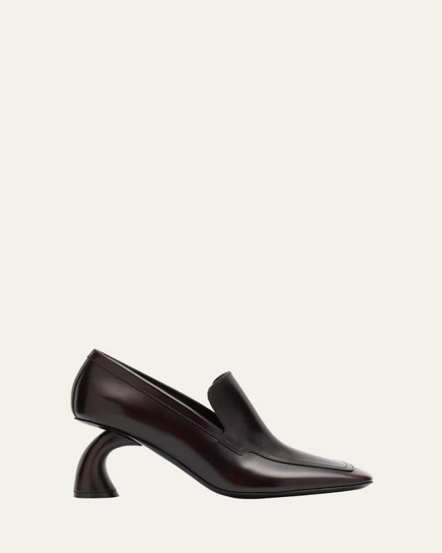 Virgo Curved-Heel Leather Loafers